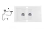 Laneo Locarno L87-515BI Gránit Mosogató + Szifonszett (Fehér)