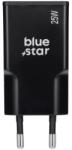 Blue Star Зарядно 220V Blue Star Slim GaN 1x Type C, 1x USB-A, QC4.0, PD, 3A, 25W, TFK-SC-25WAC, Черен (TFK-SC-25WAC)