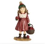  Dekoráció kislány almáskosárral 7x5x13cm piros (CLEEF.6PR5680)