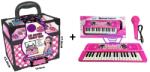 Mamido Akciós szett Gyermek kozmetikai tok + Nagy billentyűzet mikrofonnal, rózsaszín 37 gombos (S-SET015) - mamido