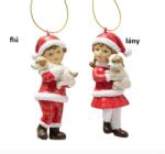  Dekoráció piros ruhás kisfiú/kislány dísz 4, 5x4, 4x11, 5cm fém 2 féle 1db (B.G.2061440)