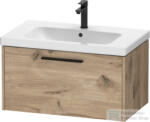 Duravit D-CODE 78, 4x46 cm-es 1 fiókos alsószekrény mosdó és csaptelep nélkül, fekete fogantyúval, márványos tölgy DC46670BD550000 (DC46670BD550000)