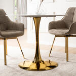  SANDER 90 cm-es étkezőasztal fehér/arany színben (ME-ME-SANDER-B-ZL-S)