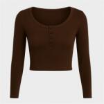 I Saw It First Фланелка с дълъг ръкав I Saw It First Rib Button Front Long Sleeve Top - Chocolate