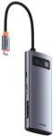 Baseus Joystar 7-in-1 USB-C dokkoló állomás, 4K60Hz HDMI, 100W PD, szürke (B00030708811-00)