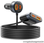 ORICO autós töltő - CC-98AC-BK-BP (Szivargyújtós, hoszabbítóval, 2xUSB-A+2xUSB-C, fekete) (ORICO-CC-98AC-BK-BP)