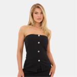 I Saw It First Bandeau Gold Button Top - Black