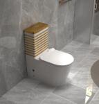  Set vas WC cu capac slim, montare pe podea, Rimless, evacuare laterala, finisaj alb auriu , 68 A 37 A 80 cm - T2126WG (C1407)