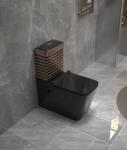  Set vas WC , montare pe podea, Rimless, evacuare laterala, finisaj negru auriu , 64 A 36 A 80 cm - T2079EBR (C1403)