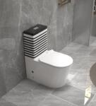  Set vas WC , montare pe podea, Rimless, evacuare laterala, finisaj alb negru , 68 A 37 A 80 cm - T2126WB (C1409)
