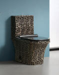  Set vas WC cu capac slim, montare pe podea, Rimless, evacuare laterala, finisaj negru auriu , 68 A 36 A 74 cm - T2071CR1 (C1417)