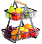 Artemis Kétszintes Fém Kosár, fekete, 27×17.5×29cm (VD-229038)