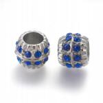 Mixform Moduláris fém gyöngyök cirkóniákkal, platina és zafír 14? 12mm, 5db (5WB6703)