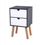 POSNORD Éjjeliszekrény Mdf Lite Bükkfa Szín Fekete 2 Fehér Fiókos Posnord (5904365264051)