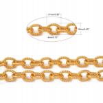 MIXFORM Horgonyzó alumínium lánc, texturált, nem hegesztett, arany, 21x16x4mm, 1m (13WB30955)