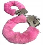 GDD Bilincs szőrmével, BDSM szex játékokhoz, fém, 8cm lánc, 2 kulcs (AW0005)