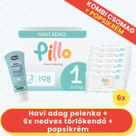 Pillo 1, 2-5 kg - 198 db pelenka + 6x72 db törlőkendő + popsikrém - Kombi plusz csomag