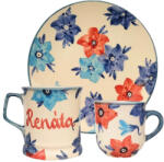 BögreManufaktúra Feliratos neves Kék virágos reggeliző szett