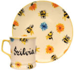 BögreManufaktúra Feliratos neves Méhecskés bögre és reggeliző tányér