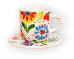 BögreManufaktúra Mese virágos kávés bögre kistányérral