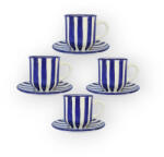 BögreManufaktúra Négyszemélyes kávés szett kék csíkos
