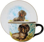 BögreManufaktúra Tacskó kutyás jumbó bögre reggeliző tányérral