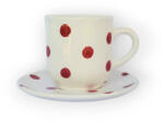BögreManufaktúra Piros pöttyös kávés bögre és kistányér
