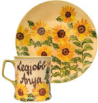 BögreManufaktúra Feliratos neves Napraforgó bögre és reggeliző tányér