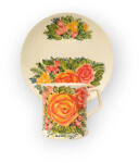 BögreManufaktúra Virágos bögre és reggeliző tányér FL001 - rózsa minta