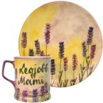 BögreManufaktúra Feliratos neves Levendula bögre és reggeliző tányér