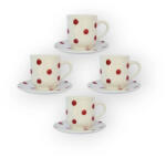BögreManufaktúra Négyszemélyes kávés szett piros pöttyös