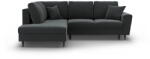 Cosmopolitan Design Sötétszürke bársony kinyitható tárolóhelyes sarokkanapé (bal oldali-L alakú) Kyoto - Cosmopolitan Design