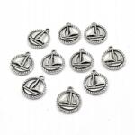MIXFORM Medál Hajó medál, ötvözet, antik ezüst, 18x15mm, 10db (14WB8754)
