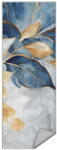 Mila Home Kék-aranyszínű mosható futószőnyeg 80x200 cm Golden Leaves - Mila Home