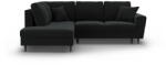 Cosmopolitan Design Fekete bársony kinyitható tárolóhelyes sarokkanapé (bal oldali-L alakú) Kyoto - Cosmopolitan Design