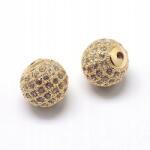 Mixform Sárgaréz gyöngyök cirkóniákkal, golyók, tartós arany bevonat, 6x6mm, 2 db (13WB30801)