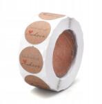  Matricák, címkék "Handmade with love", Kraft papír, 25mm, 500db (13WB22998)