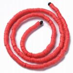 Mixform Heishi Kézzel készített Öko Polimer Agyag gyöngyök, Piros, 4x1mm, 375db/40cm (13WB29943)