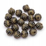 Mixform Akril gyöngyök, Metál arany mintás, Szín: Fekete 14x14mm 19db/25g (13WB14214)