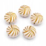 Mixform Akril gyöngyök, Kerek, Lapos, Arany mintás, Szín: Bézs 23x16mm 5db (13WB14395)