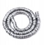 Mixform Polimer agyag gyöngyök, Handmade, Heishi Ezüst, 6x0.5-1mm, 250db/38cm (13WB30666)