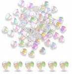 Mixform Akril gyöngyök Átlátszó, Szivárvány szív, 8x8x3mm, 25g~130db (13WB29494)