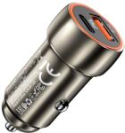 hoco. autós töltő Type-C + USB QC3.0 Power Delivery 20W Z46A fémszürke