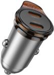 hoco. NZ16B autós töltő 2xUSB-C csatlakozással 45W QC3.0 - fémszürke