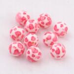 Mixform Gyanta gyöngyök, Kerek Festett, Szív mintás, 10mm, Lyuk 2mm, 10db (13WB29603)