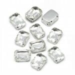 MIXFORM Varrható strasszok, Üveg, Sárgaréz alap, Téglalap alakú, 14x10x6mm, 10db (13WB29874)