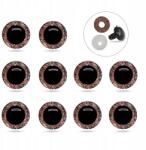 MIXFORM Játék- és babaszemek, Epoxi gyanta, Barna, 10mm, 10db (13WB31680)