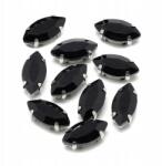 MIXFORM Varrható strasszok, Üveg, Sárgaréz alap, Lószem, Fekete 10x5mm, 10db (13WB29873)