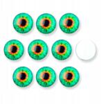 MIXFORM Kaboson üveg, szem, barkácsoláshoz, kerek, világoszöld, 14x4mm, 10db (13WB30353)