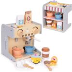 ECOTOYS Aparat de cafea Ecotoys, lemn, 2 in 1, set barista, 26 accesorii, multicolor Bucatarie copii